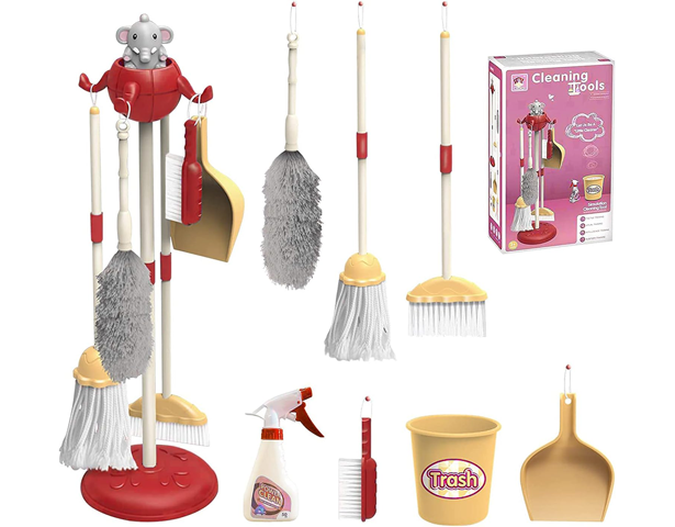 Kids Broom Mop Cleaning Trolley Set