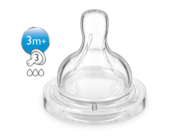 Avent Silicone Teat 3m+ / Medium 3h PK2