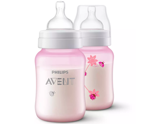 Avent Classic+ Feeding Bottle 2-Pack 1m+ 260ml Girls/Flowers