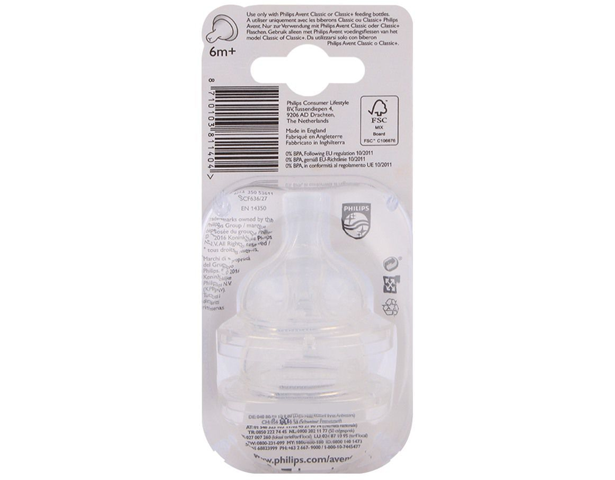 Avent Silicone Teat 6m+ Thick Feed PK2