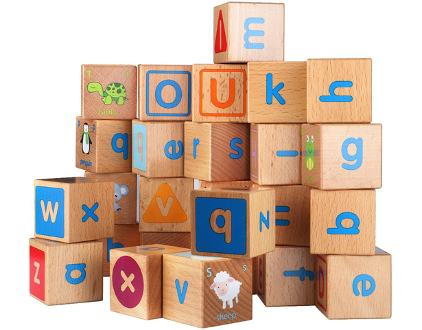Wooden Alphabet Building Blocks