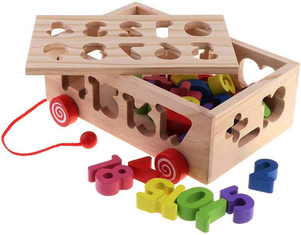 Wooden Digital Pulling Car