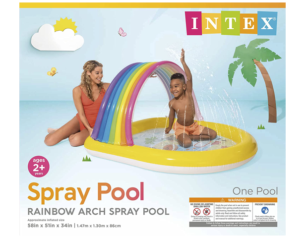 Paddling Pool Intex Rainbow Arch Spray Pool Bluescape Pink Dino