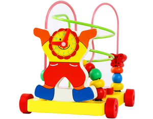 Wooden Clown Trailer Bead Maze Toy