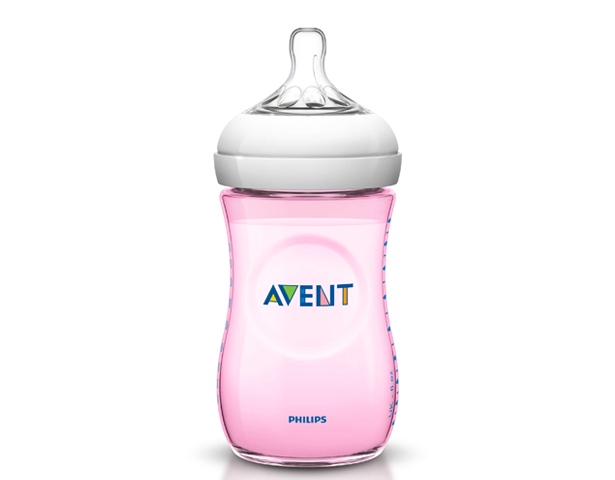 Avent Natural 260ml Feeding Bottle -Pink