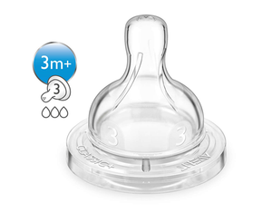 Avent Silicone Teat 3m+ / Medium 3h PK2