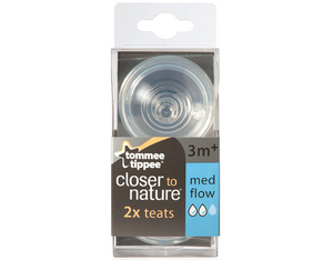 Tommee Tippee Medium Flow Silicone Wide Neck Teat Pk-2