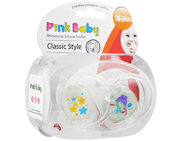 Pink Baby Orthodontic Silicone Pacifier 18-24m