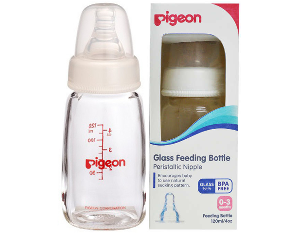 Pigeon Peristaltic Glass Feeding Bottle 120ml