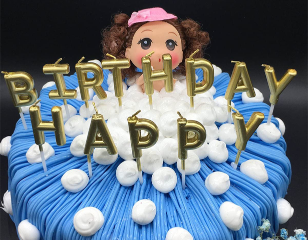 Happy Birthday Metallic Letter Candle Cake Topper