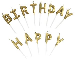 Happy Birthday Metallic Letter Candle Cake Topper