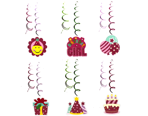 Happy Birthday Hanging Swirls