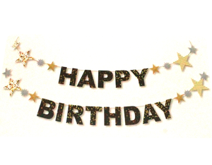 Happy Birthday Banner Black