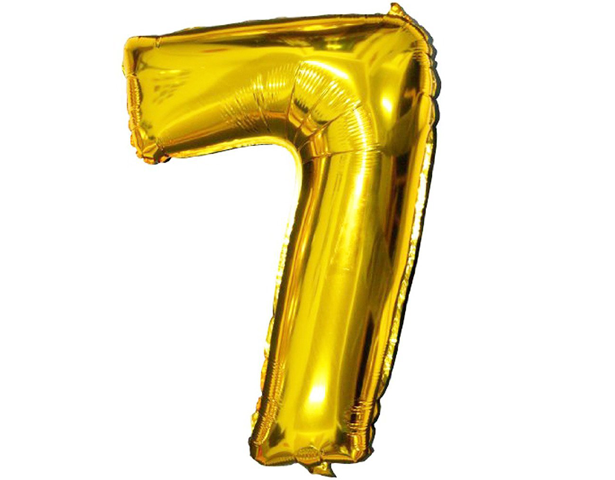 Golden Foil Balloon Number 7