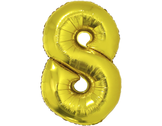 Golden Foil Balloon Number 8