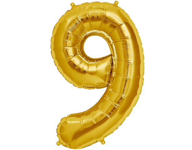 Golden Foil Balloon Number 9