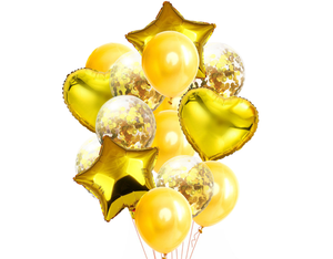 Heart Star Shape Confetti Balloons Yellow