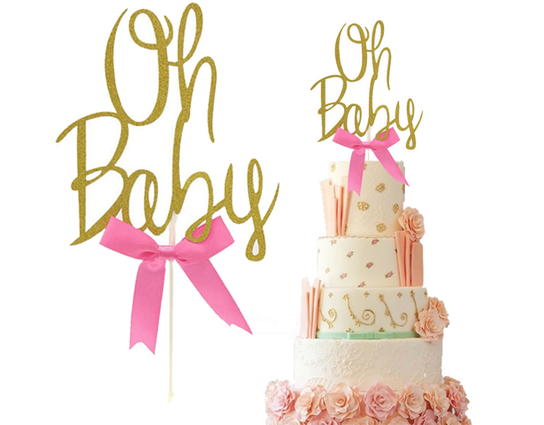 Gold Glitter Oh Baby Cake Topper