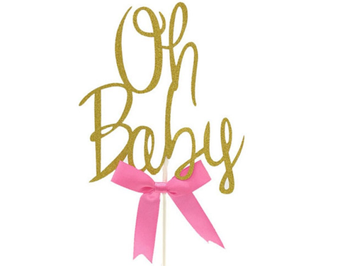 Gold Glitter Oh Baby Cake Topper