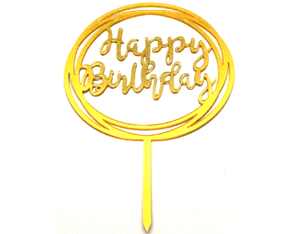 Happy Birthday Cake Topper Round