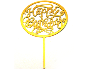 Round Circle Happy Birthday Cake Topper