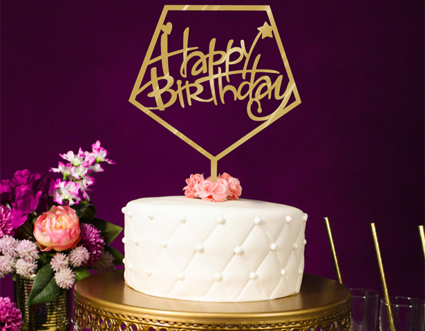 Happy Birthday Cake Topper - Heart Star