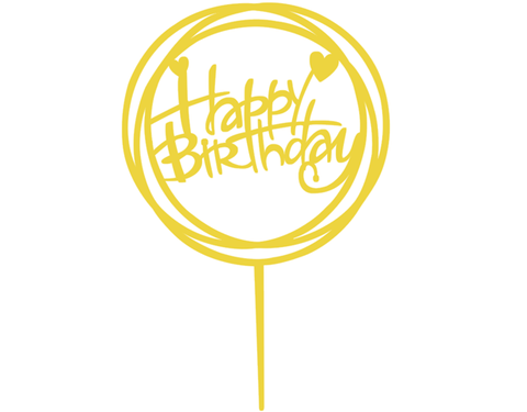 Round Happy Birthday Cake Topper