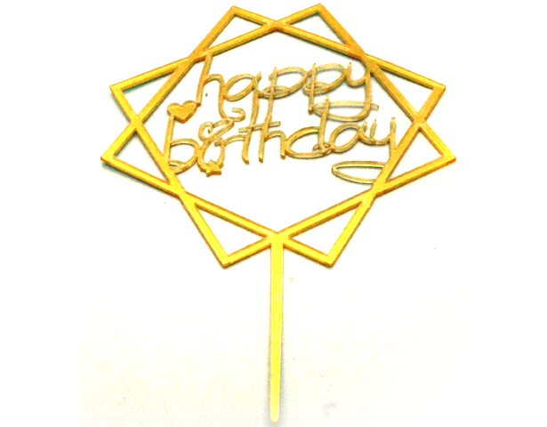 Happy Birthday Cake Topper Star Heart
