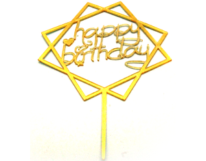 Happy Birthday Cake Topper Star Heart