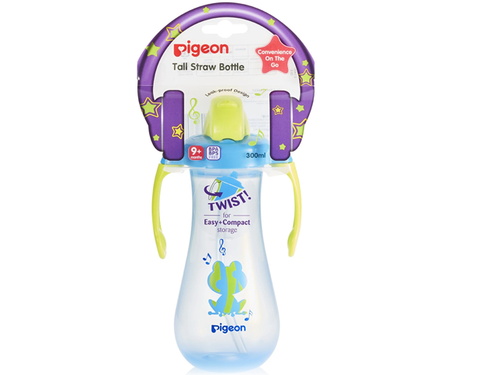 Pigeon Tall Straw Bottle Blue