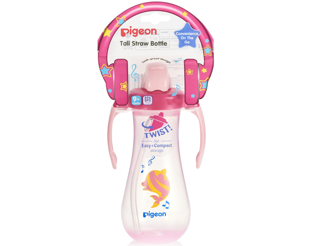 Pigeon Tall Straw Bottle Pink