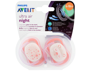 Avent Ultra Air Night Glow In The Dark Soothers 6-18m