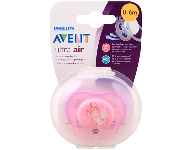 Avent Ultra Air Sensitive Skin Soother 0-6m Pink