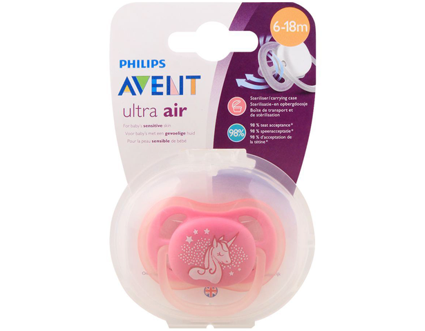 Avent Ultra Air Sensitive Skin Soother Pink 6-18m