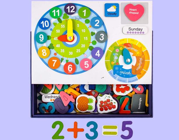Clock Calendar & Mathematics Magnetic Kit