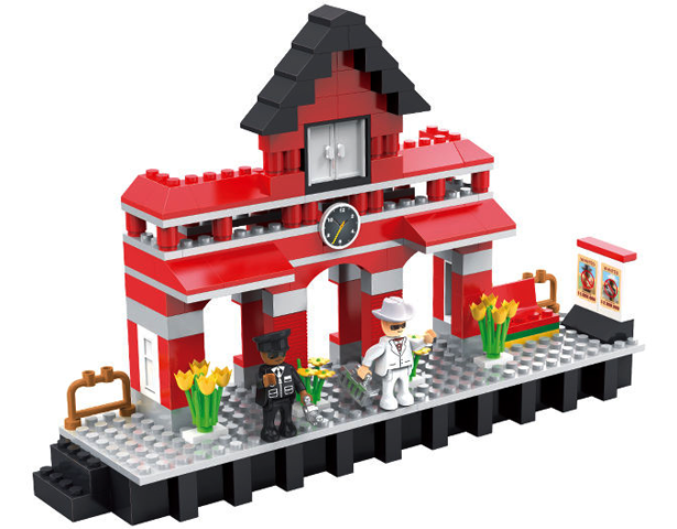 Train Station City 3D Building Blocks