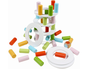 Wooden Rainbow Ball Stacking Tower