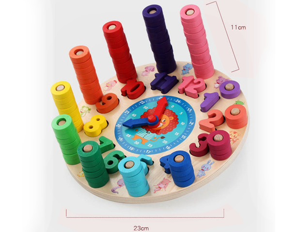Rainbow Digital Wooden Clock Game