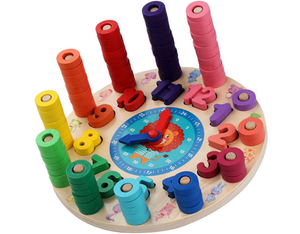 Rainbow Digital Wooden Clock Game