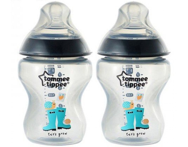 Tommee Tippee Tinted Feeding Bottle 260ml Black Pack of 2