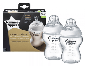Tommee Tippee Closer to Nature 9Oz Wide Neck Feeding Bottle 2Pk
