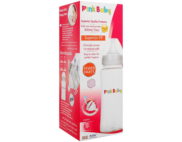Pink Baby Wide Neck Feeding Bottle 300ml